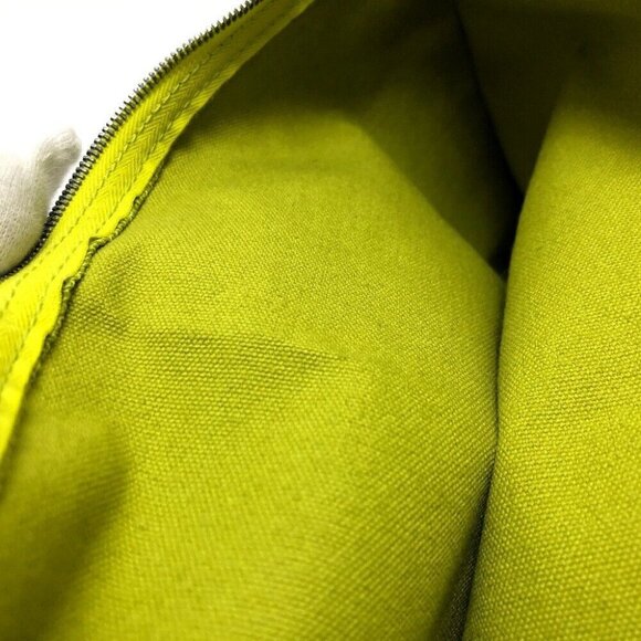 Auth HERMES Large Pouch Pouch Canvas GreenBased/SilverHardware - Picture 4 of 12